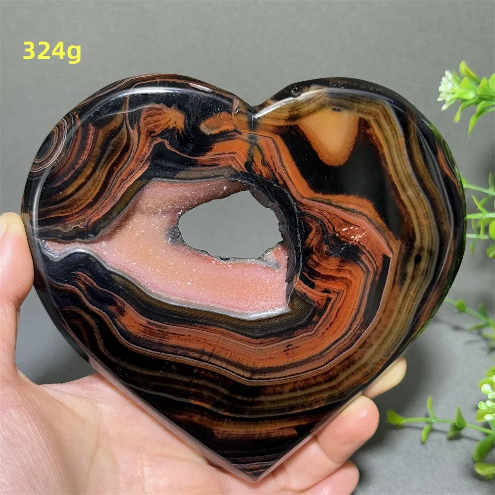 Black Red Striped Agate Hearts-ToShay.org