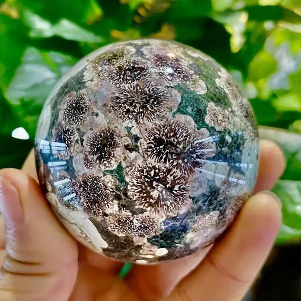 Green Cherry Blossom Agate Ball-ToShay.org