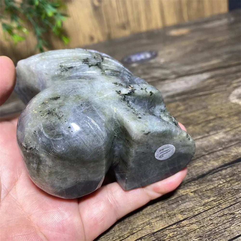 Crystal Natural Labradorite Skull Carving Healing Stone Reiki Gemstones Quartz Minerals Beauty Home Decoration Aquarium-ToShay.org