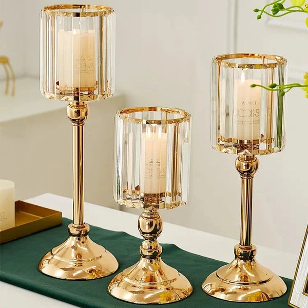 Gold Glass Candle Holder-ToShay.org