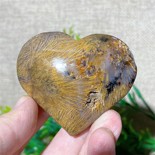 Yellow Hair Agate Heart-ToShay.org