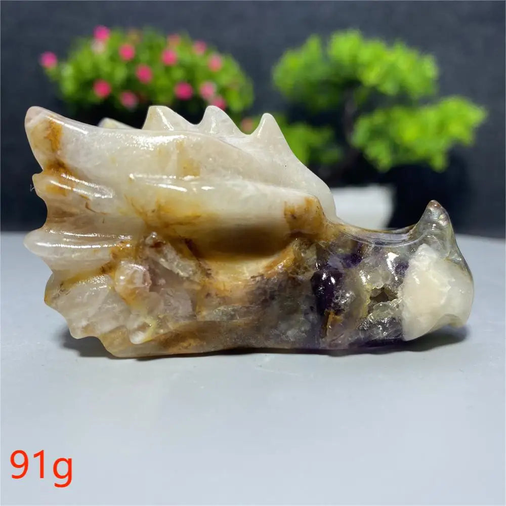 Rainbow Fluorite Dragon Skull-ToShay.org