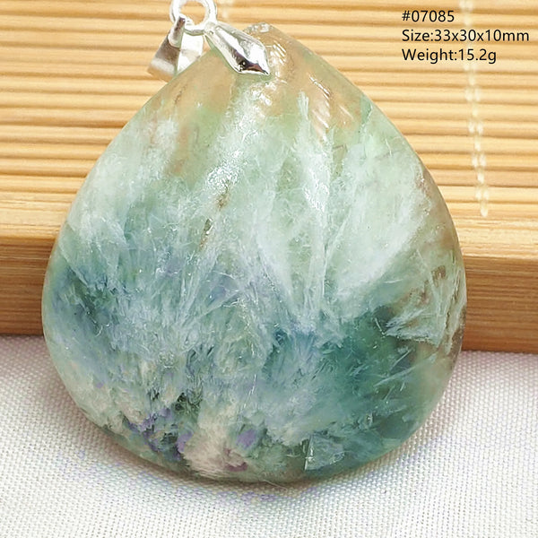 Green Feather Fluorite Pendant-ToShay.org
