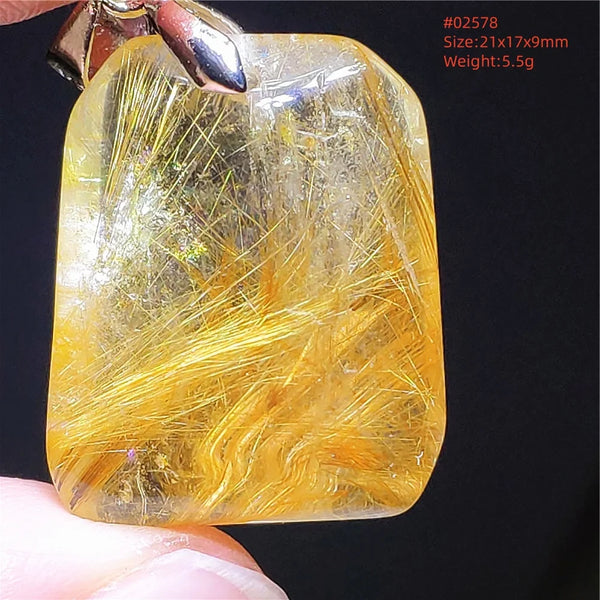 Gold Rutilated Quartz Pendant-ToShay.org