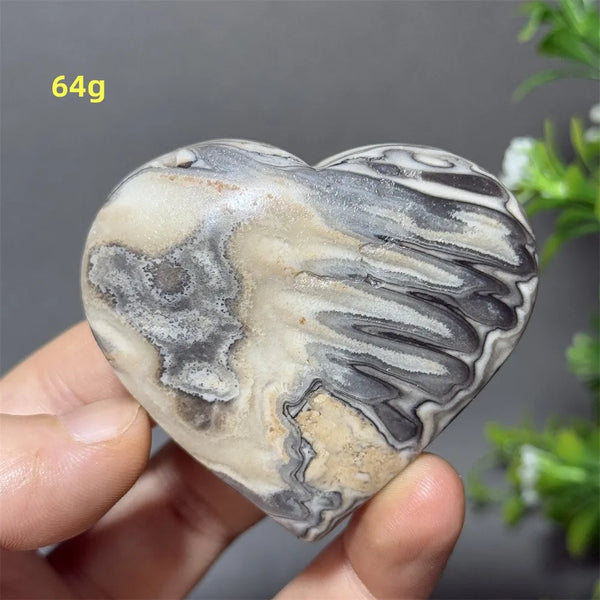 Black Yellow Stripe Calcite Heart-ToShay.org