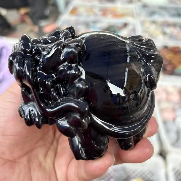 Black Silver Obsidian Dragon Turtle-ToShay.org