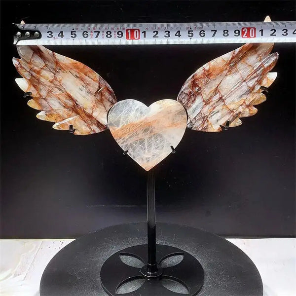 Red Fire Quartz Heart Angel Wing-ToShay.org