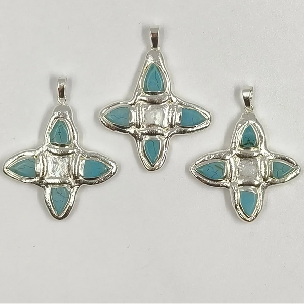 Blue Turquoise Cross Pendant-ToShay.org