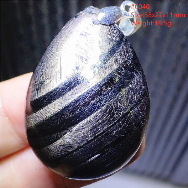 Silver Black Hypersthene Pendant-ToShay.org