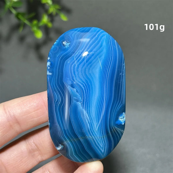 Blue Agate Palm Stone-ToShay.org