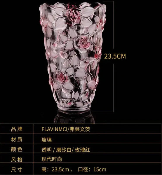 Rose Crystal Glass Vase-ToShay.org