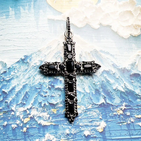 Silver Black Cross Pendant-ToShay.org