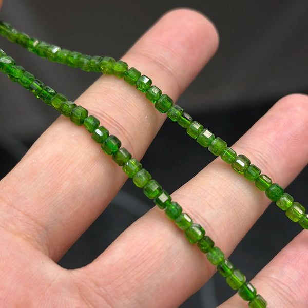 Green Diopside Cube Beads-ToShay.org