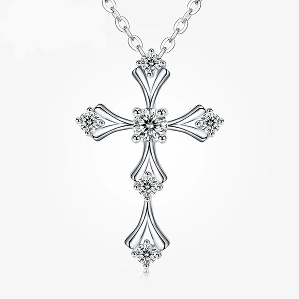 Silver Diamond Cross Pendant-ToShay.org
