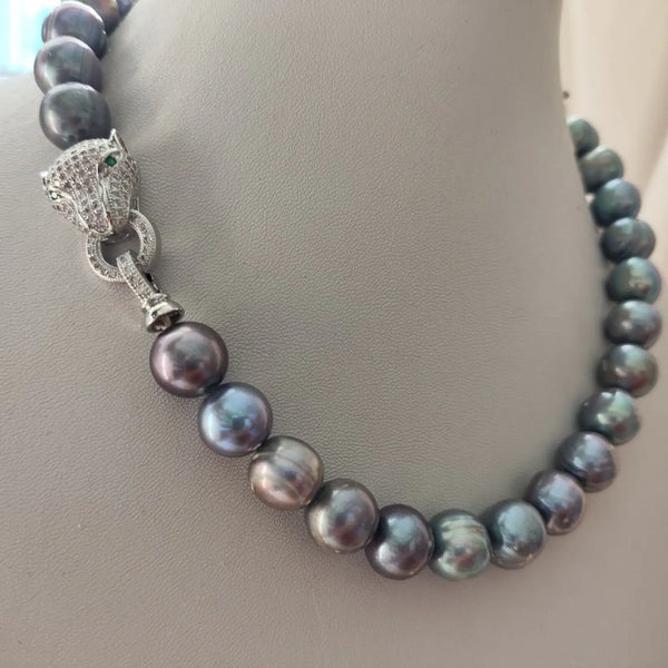 Black Blue Pearl Necklace-ToShay.org