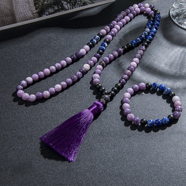 Purple Mica Lepidolite Mala Beads-ToShay.org