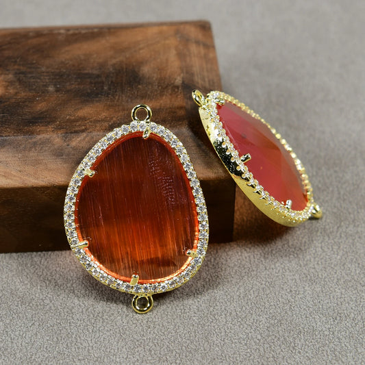 Orange Cats Eye Crystal Charms-ToShay.org