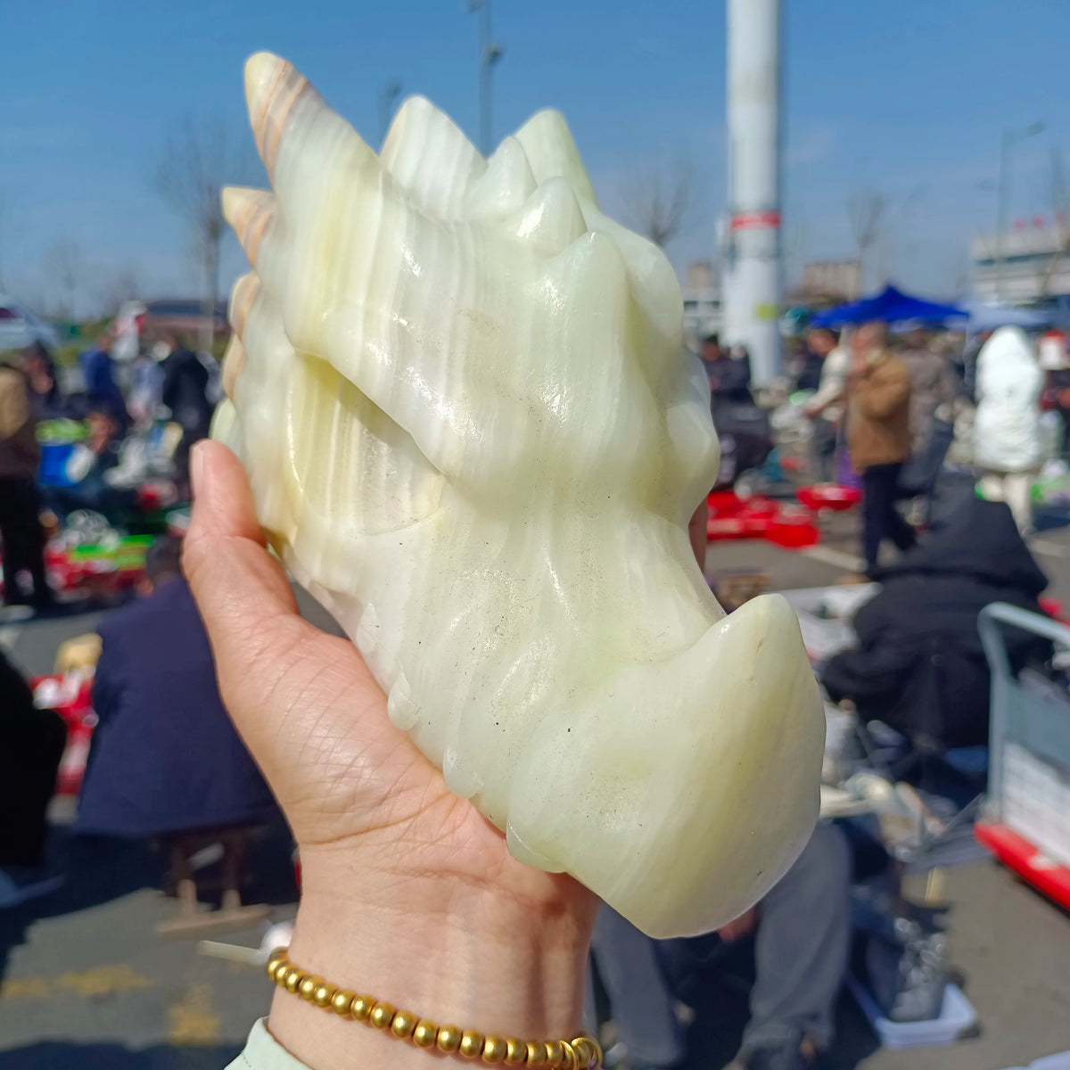 White Jade Dragon Head-ToShay.org