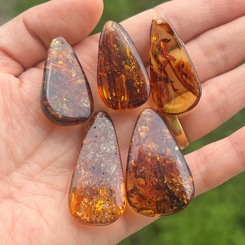 Yellow Piebald Amber Pendant-ToShay.org