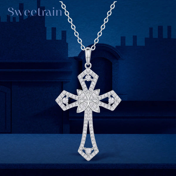 Silver Diamond Cross Pendant-ToShay.org