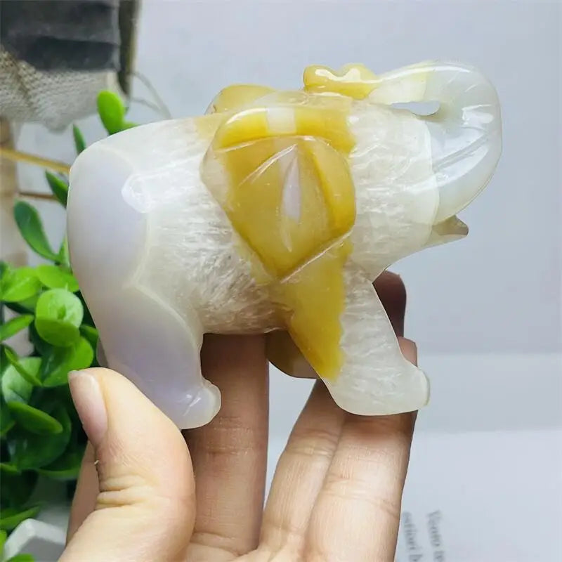 White Agate Elephant-ToShay.org