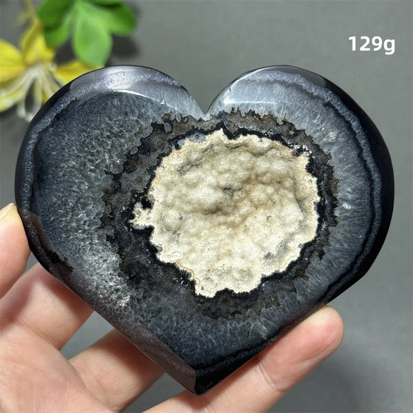 Black Agate Geode Heart-ToShay.org