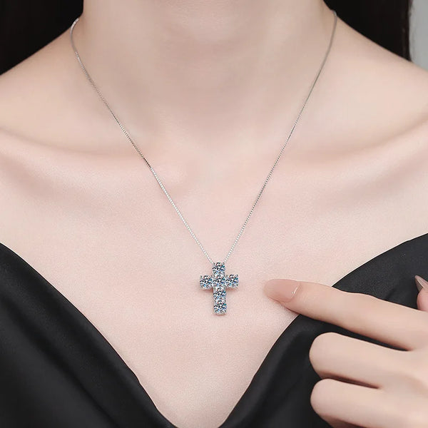 Silver Diamond Cross Necklace-ToShay.org