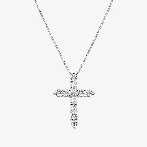 Silver Diamond Cross Pendant-ToShay.org