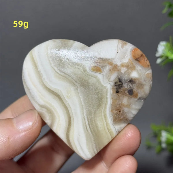 Black Yellow Stripe Calcite Heart-ToShay.org