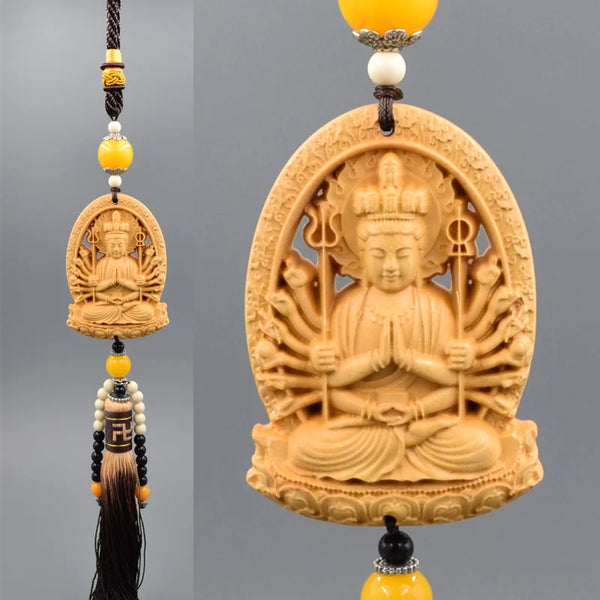 Wood Carved Buddha Pendant-ToShay.org