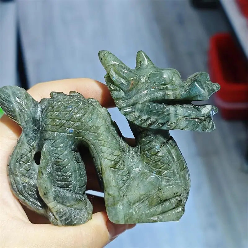 Natural Labradorite Chinese Dragon Carving Energy Gem Reiki Healing Fengshui Home Office Decoration Gift 1pcs-ToShay.org