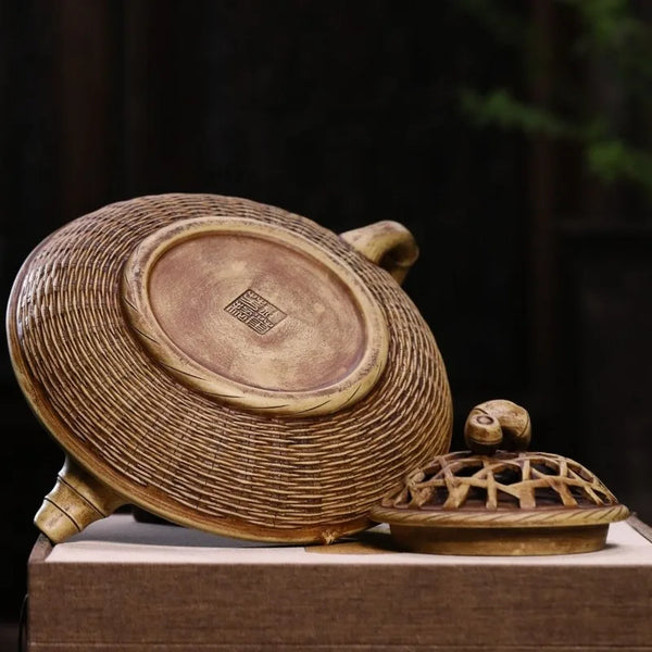 Bamboo Crab Pot Clay Teapot-ToShay.org