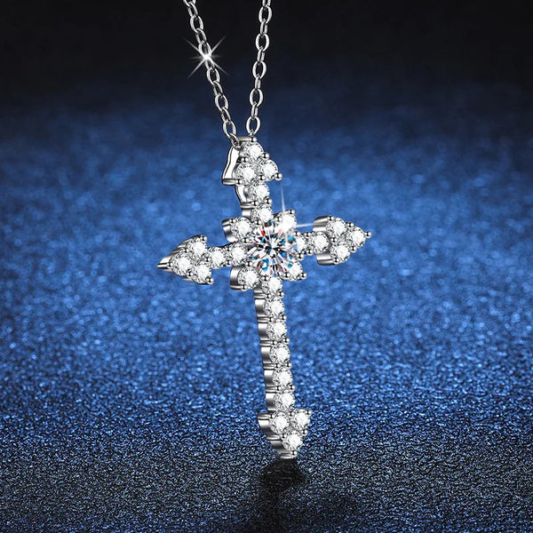 Silver Diamond Cross Pendant-ToShay.org
