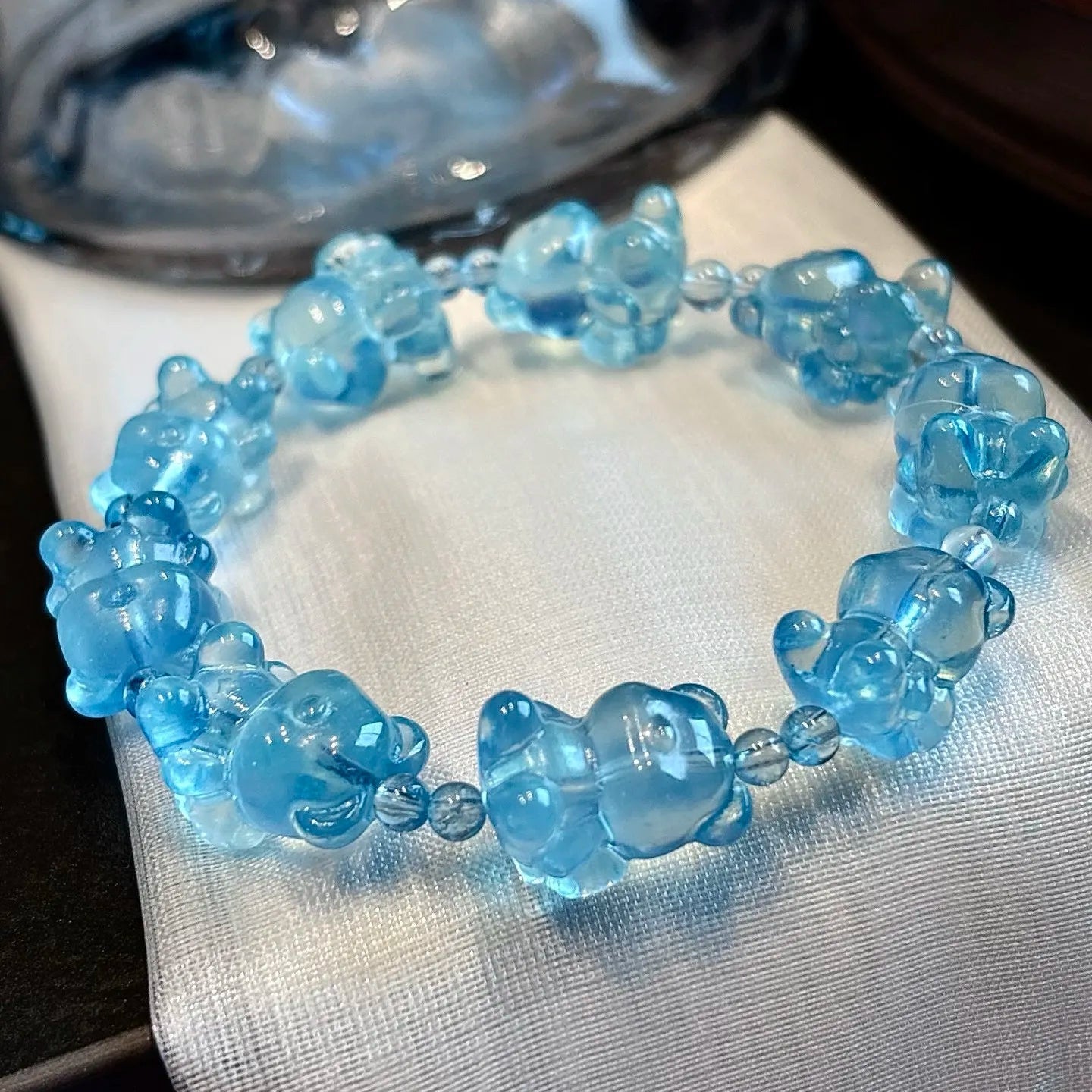 Blue Aquamarine Bear Bracelet-ToShay.org