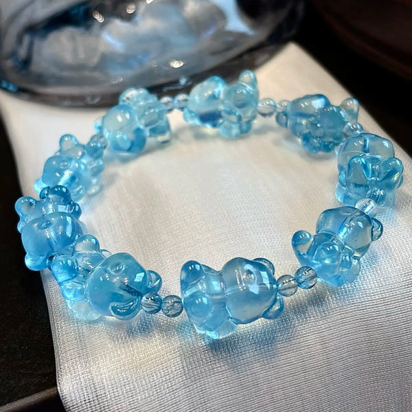 Blue Aquamarine Bear Bracelet-ToShay.org