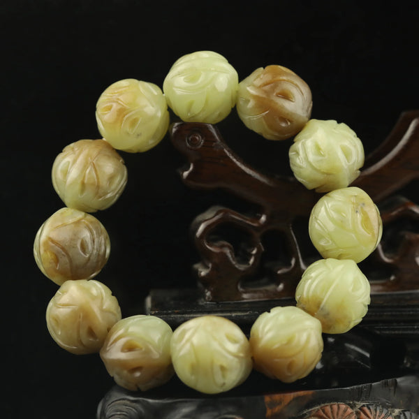 Green Jade Walnut Bead Bracelet-ToShay.org