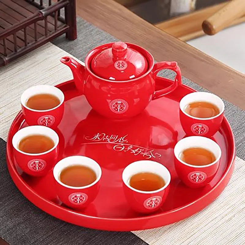 Red Porcelain Tea Set-ToShay.org