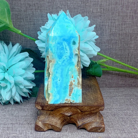 Blue Caribbean Calcite Point-ToShay.org