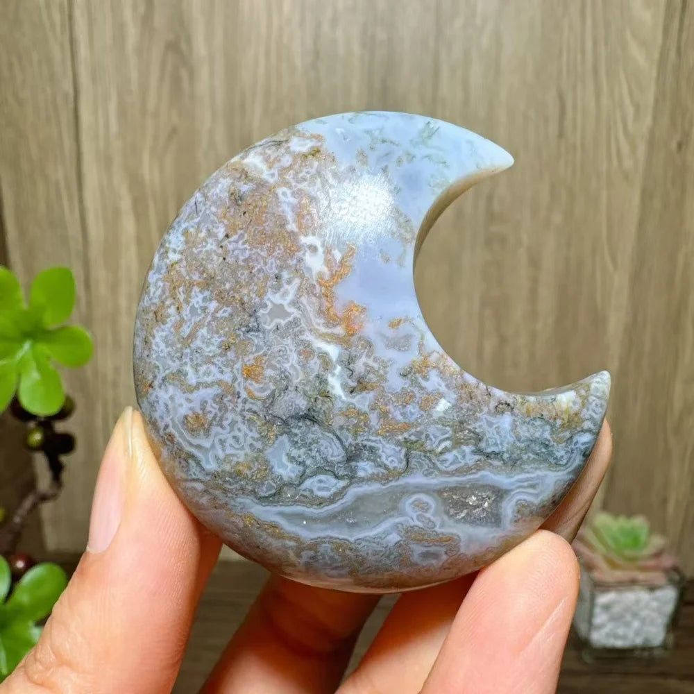 Green Moss Agate Moon-ToShay.org