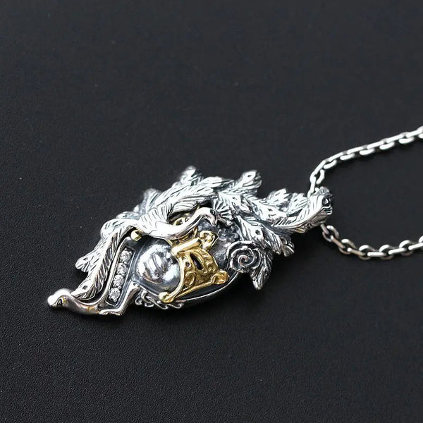 Silver Peacock Mask Pendant-ToShay.org