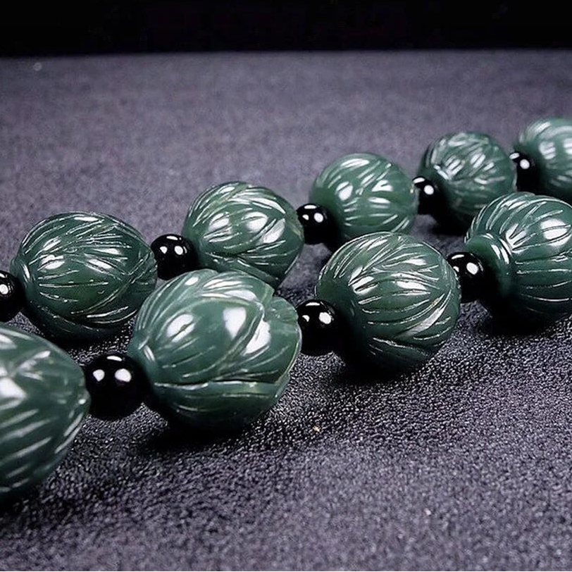 Green Jadeite Buddha Beads-ToShay.org
