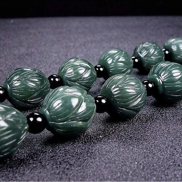 Green Jadeite Buddha Beads-ToShay.org