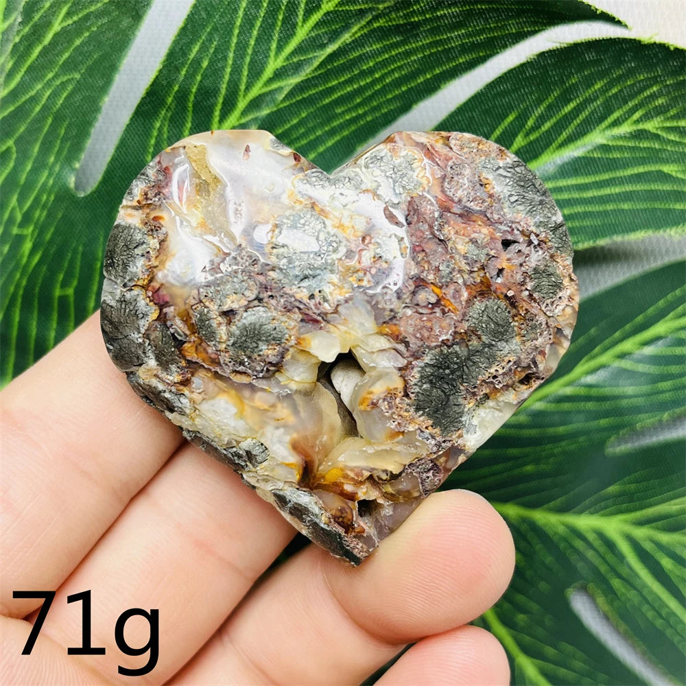 Yellow Chalcopyrite Agate Heart-ToShay.org