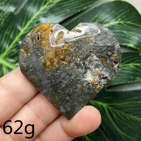 Yellow Chalcopyrite Agate Heart-ToShay.org