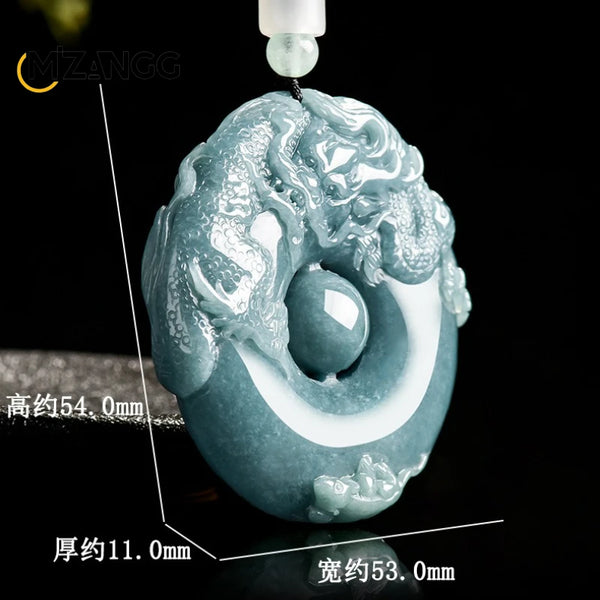 Blue Jadeite Dragon Pendant-ToShay.org