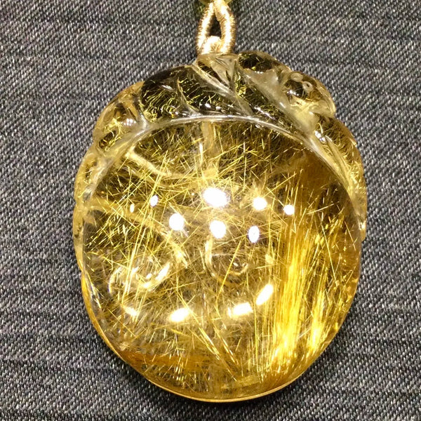 Gold Rutilated Quartz Pendant-ToShay.org