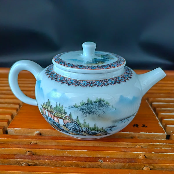 Glazed Porcelain Landscape Tea Pot-ToShay.org