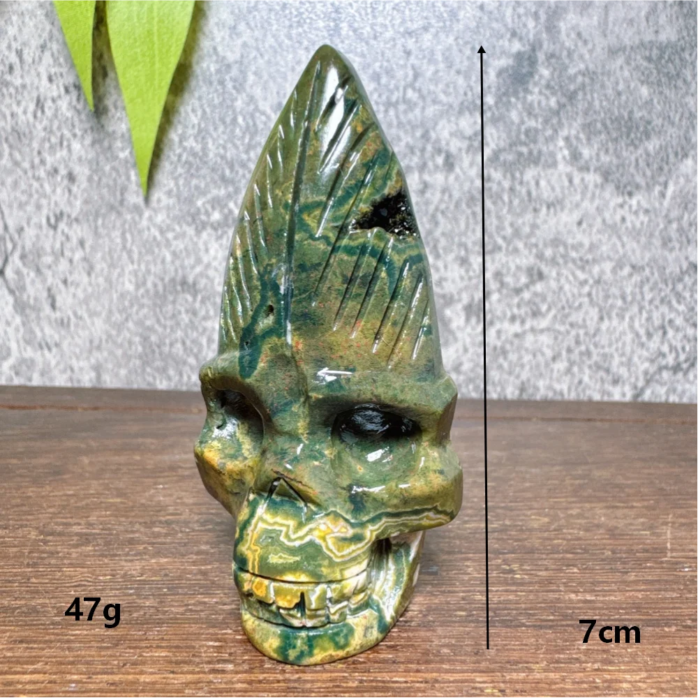 Ocean Jasper Feather Skull-ToShay.org