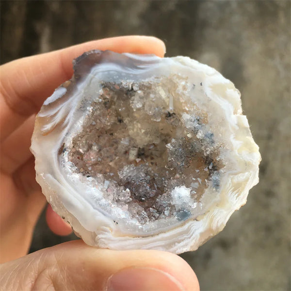 Grey Agate Geode Crystal-ToShay.org