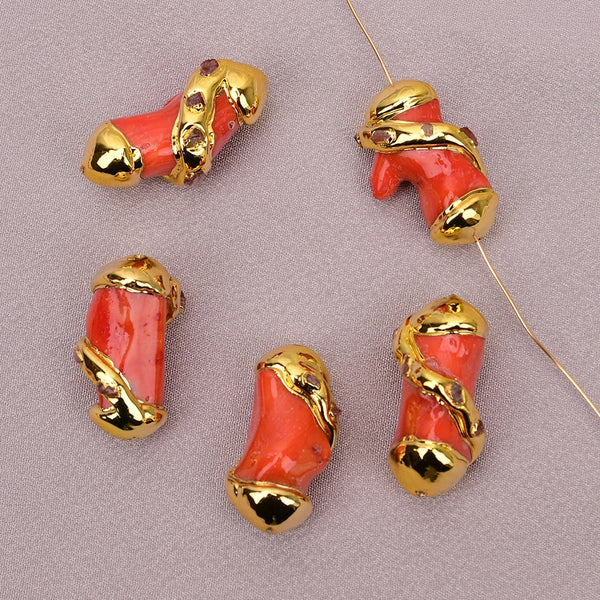 Orange Coral Branch Beads-ToShay.org